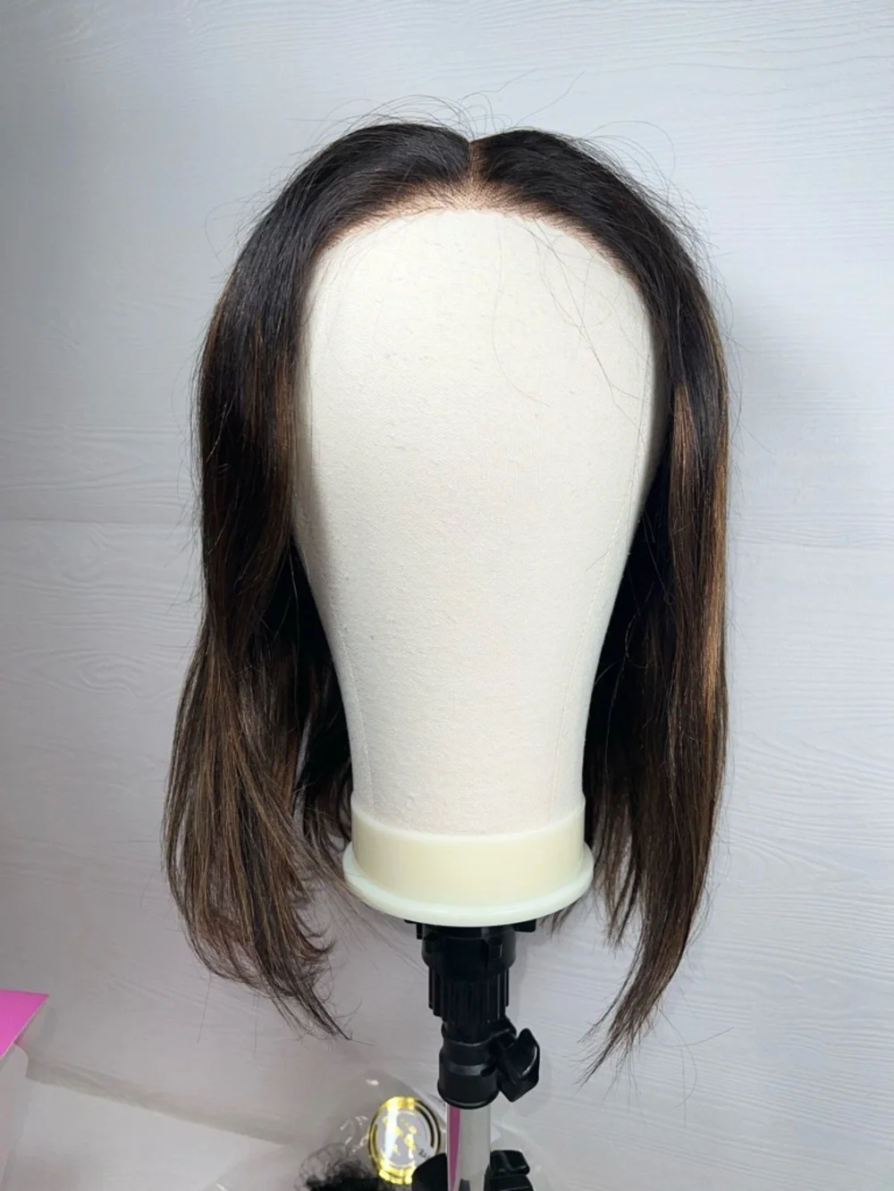 UNICE Brown Ombre Balayage Human Hair Yaki Straight Bob 14 Inch Wig